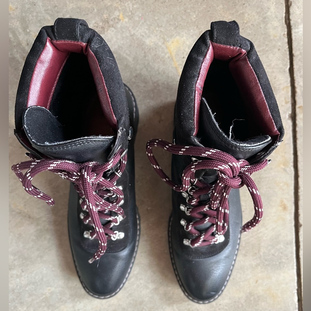 H&M Black Pleather Combat  Lace-Up Boots - Picture 5 of 6